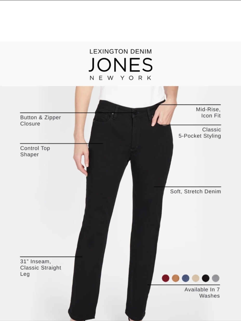NWOT Jones New York Lexington  White Denim Jeans - Picture 7 of 12